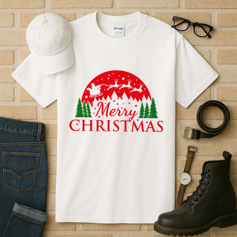 Merry Christmas Santa Reindeer Holiday Gift Tall T-Shirt