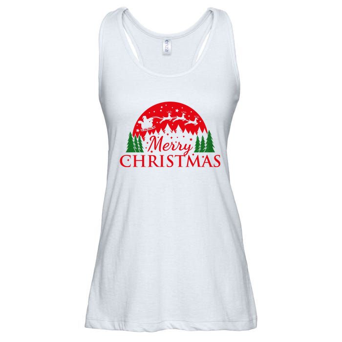 Merry Christmas Santa Reindeer Holiday Gift Ladies Essential Flowy Tank