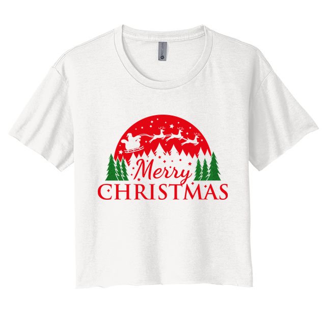 Merry Christmas Santa Reindeer Holiday Gift Crop Top