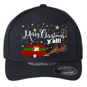 Merry Christmas Santa's Sleigh Flexfit Unipanel Trucker Cap