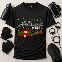 Merry Christmas Santa's Sleigh Cooling Performance Crew T-Shirt