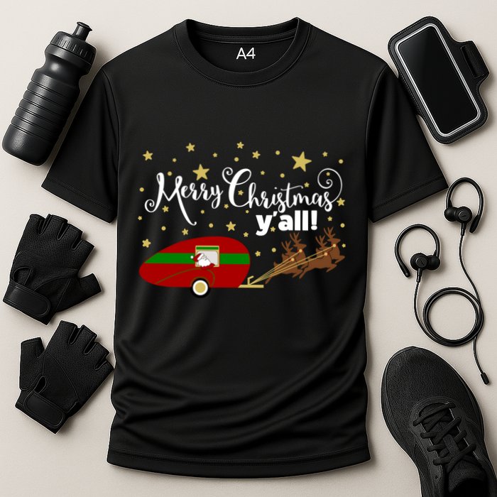 Merry Christmas Santa's Sleigh Cooling Performance Crew T-Shirt