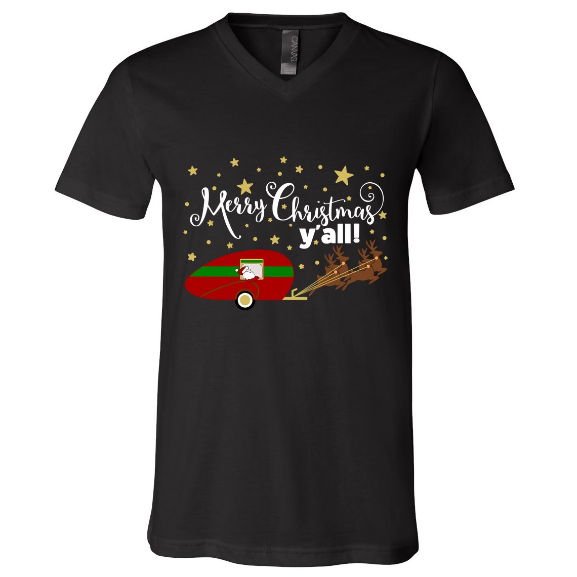 Merry Christmas Santa's Sleigh V-Neck T-Shirt