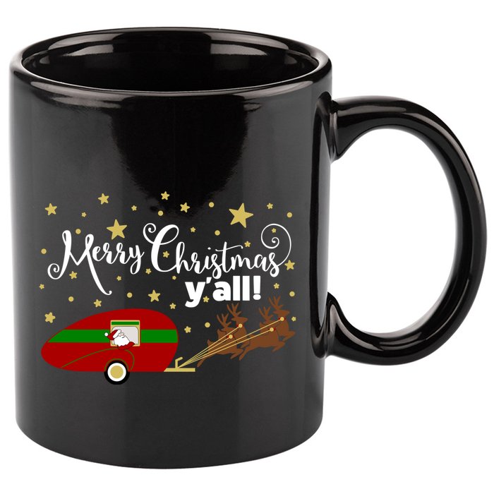 Merry Christmas Santa's Sleigh 11oz C Handle Ceramic Mug