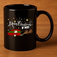 Merry Christmas Santa's Sleigh 11oz C Handle Ceramic Mug