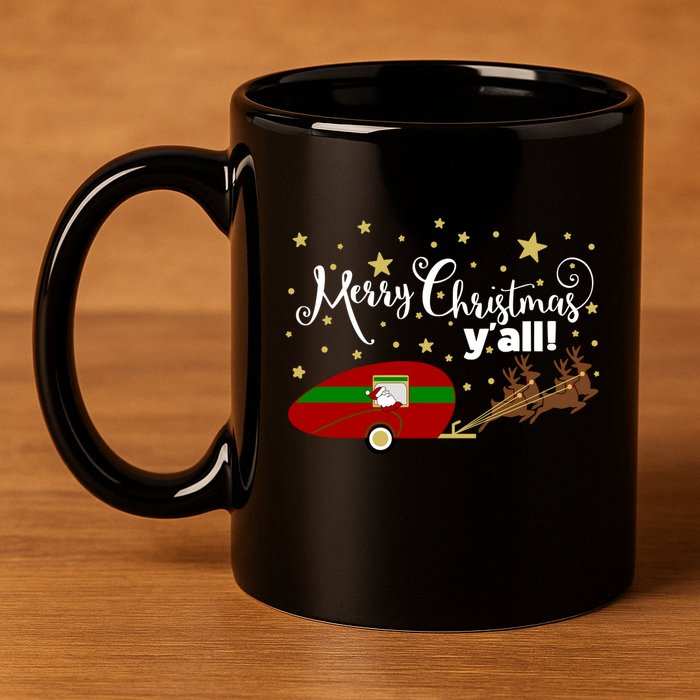 Merry Christmas Santa's Sleigh 11oz C Handle Ceramic Mug