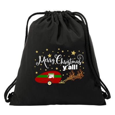 Merry Christmas Santa's Sleigh Drawstring Bag
