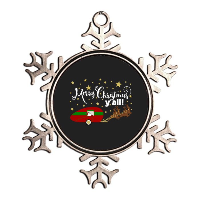 Merry Christmas Santa's Sleigh Metallic Star Ornament