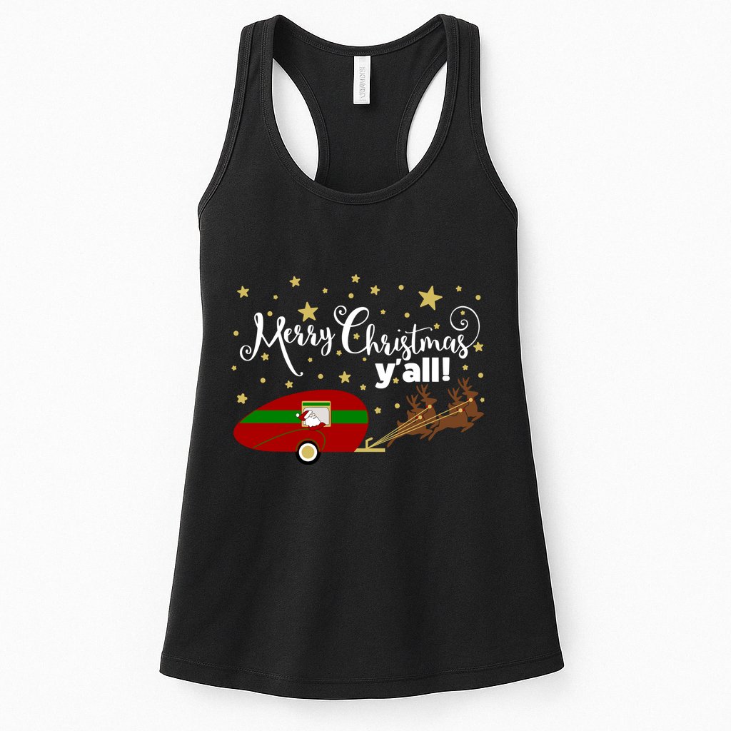 Merry Christmas Santa's Sleigh Womens Tank Top