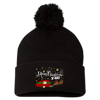 Merry Christmas Santa's Sleigh Pom Pom 12in Knit Beanie