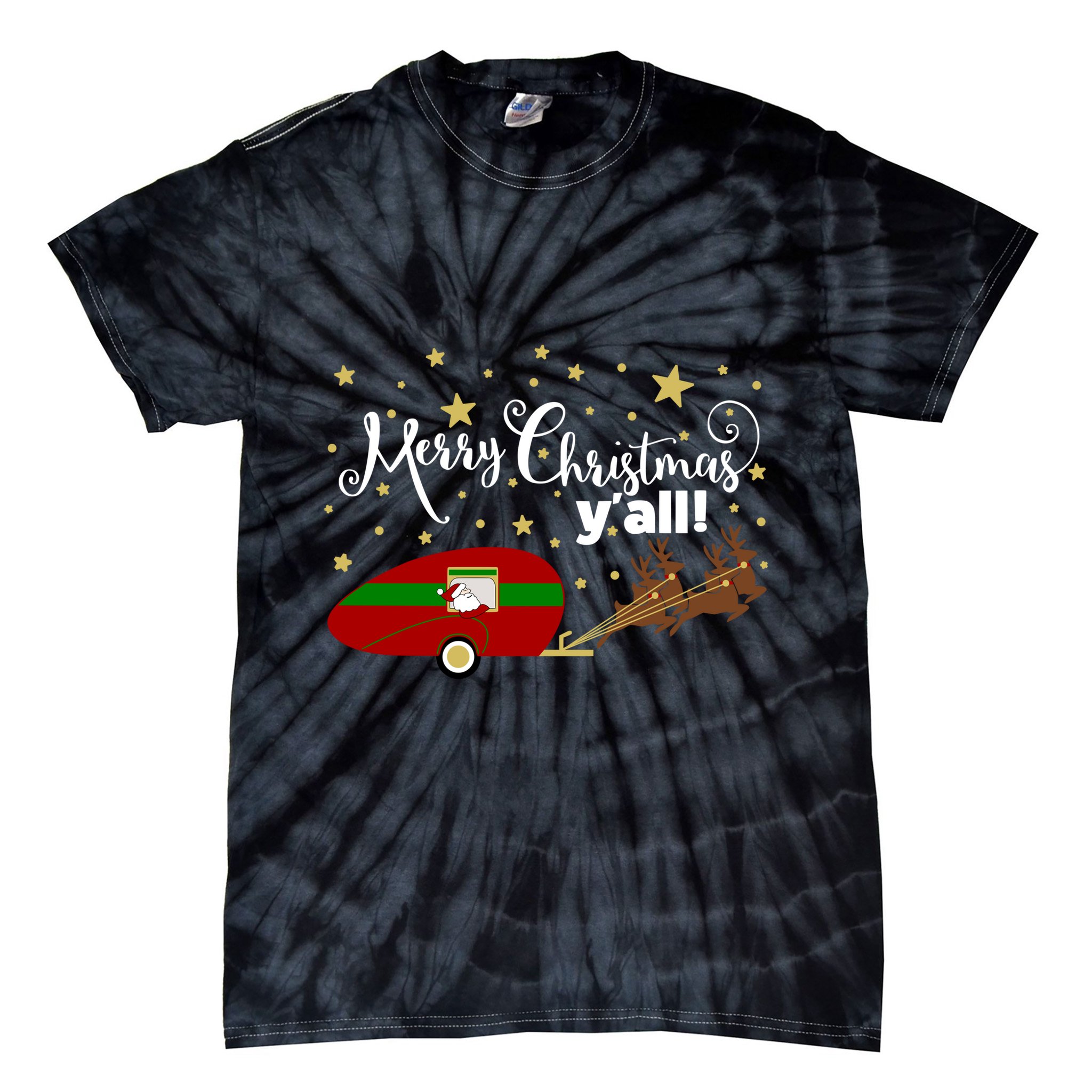 Merry Christmas Santa's Sleigh Tie-Dye T-Shirt