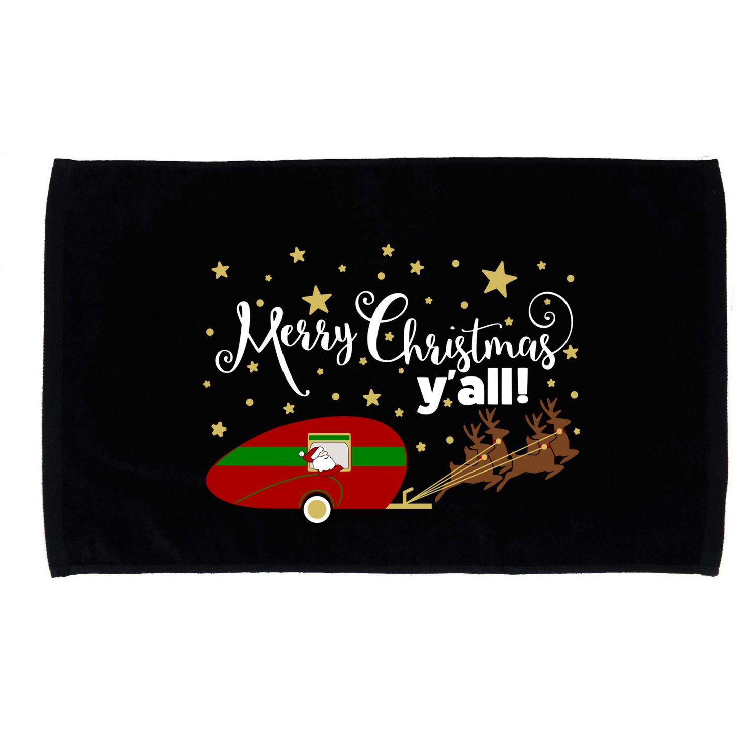 Merry Christmas Santa's Sleigh Microfiber Hand Towel
