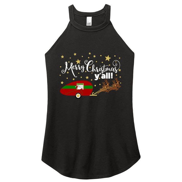 Merry Christmas Santa's Sleigh Women's Perfect Tri Rocker Tank