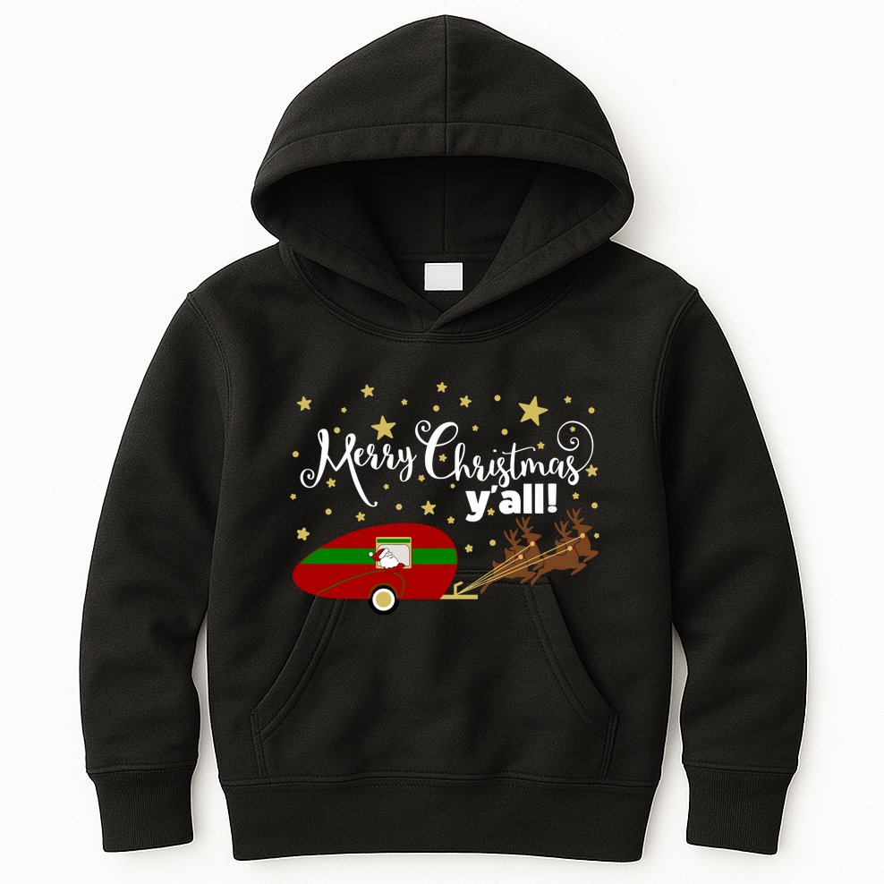 Merry Christmas Santa's Sleigh Kids Hoodie