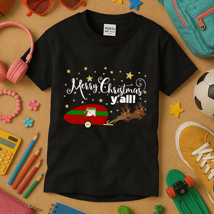 Merry Christmas Santa's Sleigh Kids T-Shirt