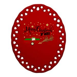 Merry Christmas Santa's Sleigh Ceramic Oval Ornament