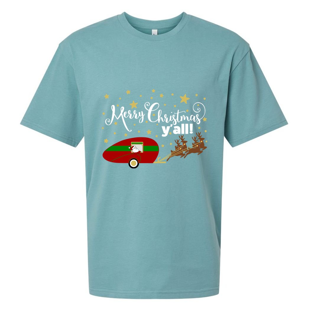 Merry Christmas Santa's Sleigh Sueded Cloud Jersey T-Shirt