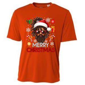 Merry Christmas Santa Afro Sunglasses Proud Black Funny Gift Cooling Performance Crew T-Shirt