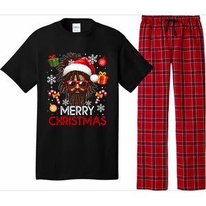 Merry Christmas Santa Afro Sunglasses Proud Black Funny Gift Pajama Set