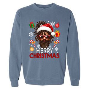 Merry Christmas Santa Afro Sunglasses Proud Black Funny Gift Garment-Dyed Sweatshirt