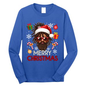 Merry Christmas Santa Afro Sunglasses Proud Black Funny Gift Long Sleeve Shirt