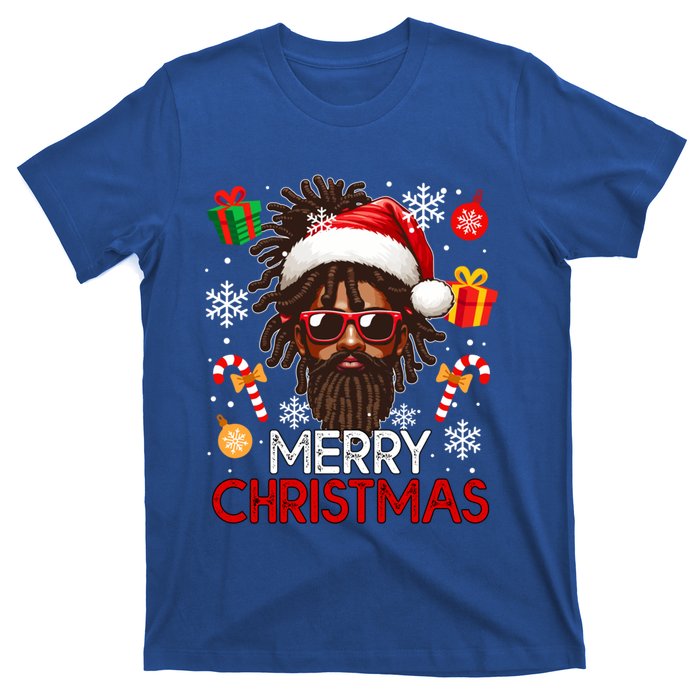 Merry Christmas Santa Afro Sunglasses Proud Black Funny Gift T-Shirt