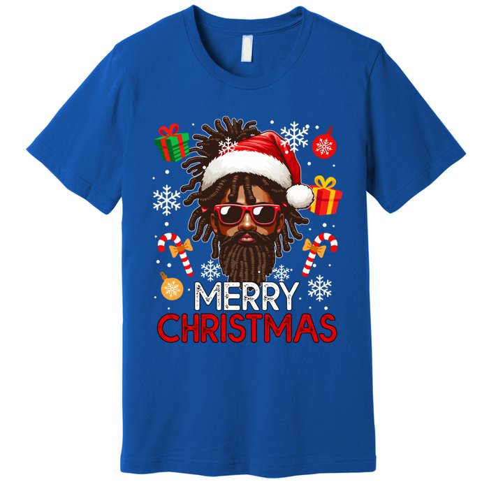 Merry Christmas Santa Afro Sunglasses Proud Black Funny Gift Premium T-Shirt