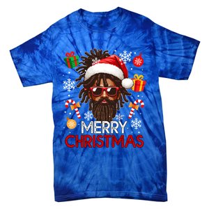 Merry Christmas Santa Afro Sunglasses Proud Black Funny Gift Tie-Dye T-Shirt