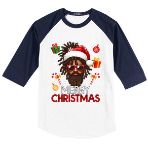 Merry Christmas Santa Afro Sunglasses Proud Black Funny Gift Baseball Sleeve Shirt