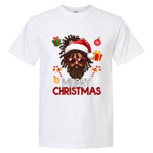 Merry Christmas Santa Afro Sunglasses Proud Black Funny Gift Garment-Dyed Heavyweight T-Shirt