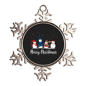 Merry Christmas Snowman Christmas Holiday Metallic Star Ornament