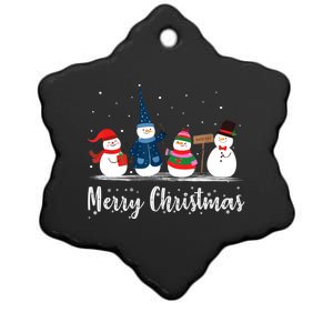 Merry Christmas Snowman Christmas Holiday Ceramic Star Ornament