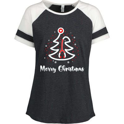 Merry Christmas Stethoscope Nurse Christmas Tree Xmas Great Gift Enza Ladies Jersey Colorblock Tee