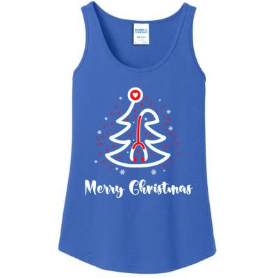 Merry Christmas Stethoscope Nurse Christmas Tree Xmas Great Gift Ladies Essential Tank