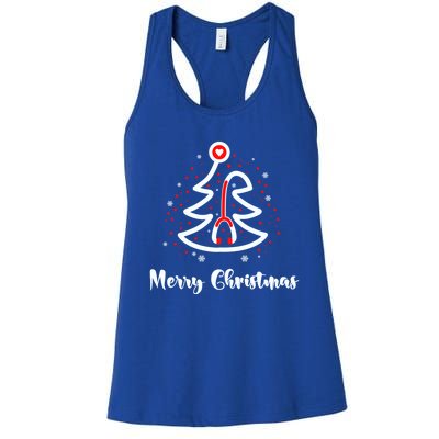 Merry Christmas Stethoscope Nurse Christmas Tree Xmas Great Gift Women's Racerback Tank