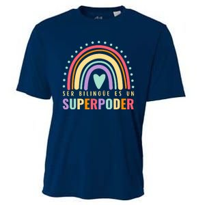 Maestra Cute Spanish Teacher Bilingue Es Un Superpoder Retro Cooling Performance Crew T-Shirt