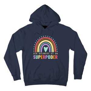 Maestra Cute Spanish Teacher Bilingue Es Un Superpoder Retro Hoodie