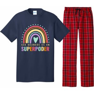 Maestra Cute Spanish Teacher Bilingue Es Un Superpoder Retro Pajama Set