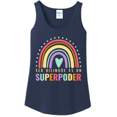 Maestra Cute Spanish Teacher Bilingue Es Un Superpoder Retro Ladies Essential Tank