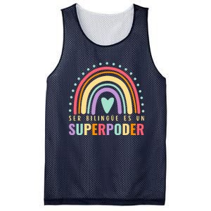 Maestra Cute Spanish Teacher Bilingue Es Un Superpoder Retro Mesh Reversible Basketball Jersey Tank