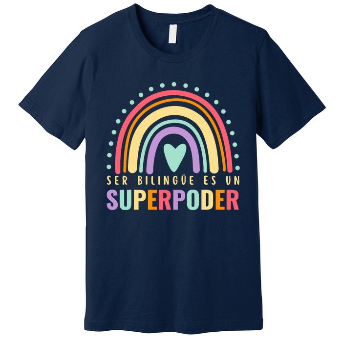 Maestra Cute Spanish Teacher Bilingue Es Un Superpoder Retro Premium T-Shirt