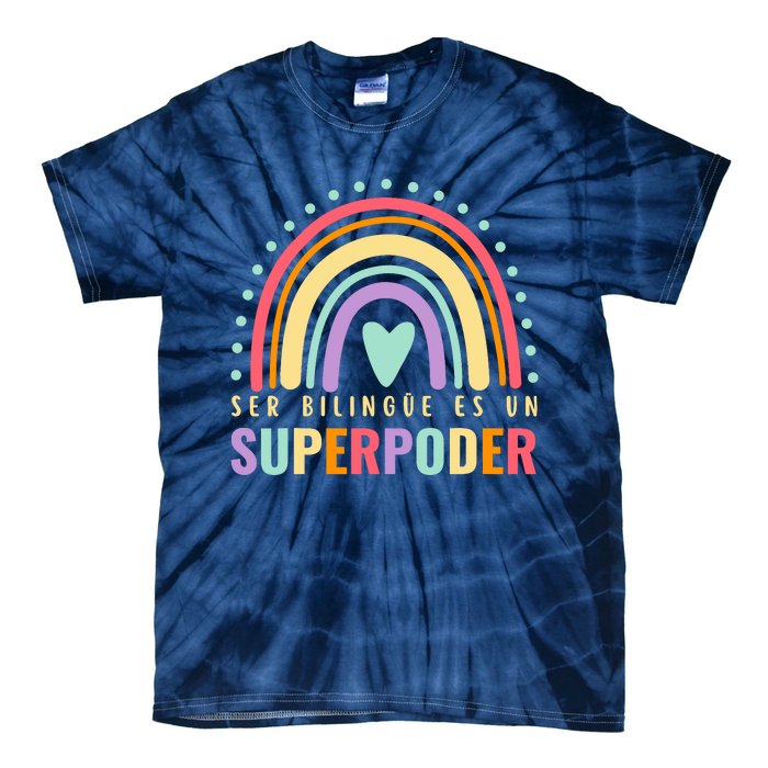 Maestra Cute Spanish Teacher Bilingue Es Un Superpoder Retro Tie-Dye T-Shirt