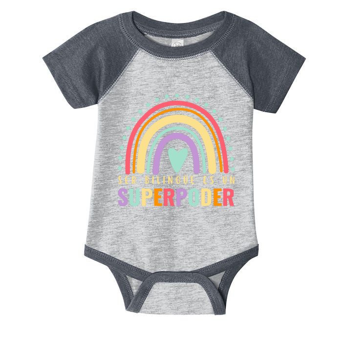 Maestra Cute Spanish Teacher Bilingue Es Un Superpoder Retro Infant Baby Jersey Bodysuit