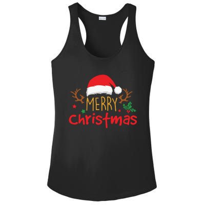 Merry Christmas Santa Hat Reindeer Funny Xmas Gift Ladies PosiCharge Competitor Racerback Tank