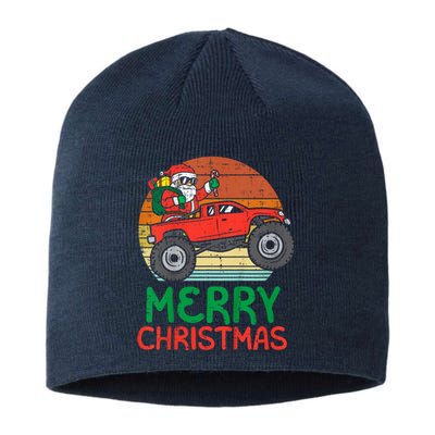 Merry Christmas Santa Monster Truck Xmas Pj Sustainable Beanie