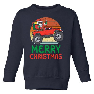 Merry Christmas Santa Monster Truck Xmas Pj Toddler Sweatshirt