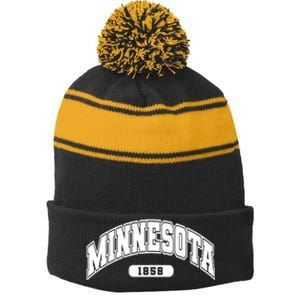 Minnesota Collegiate Style 1858 Stripe Pom Pom Beanie