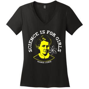 Marie Curie Science Is Chemistry Geek Gift Women's V-Neck T-Shirt