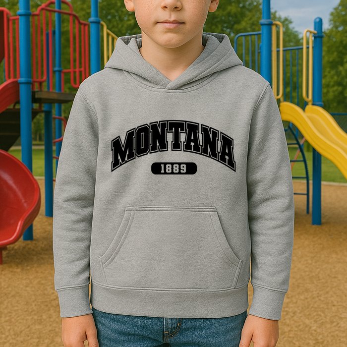 Montana Collegiate Style 1889 Kids Hoodie