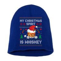 My Christmas Spirit Is Whiskey Ugly Sweater Xmas Pajamas Gift Short Acrylic Beanie